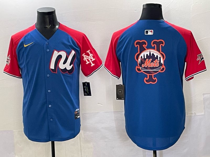 Men New York Mets Blank Blue red All star 2025 Nike MLB Jersey style 02->new york mets->MLB Jersey